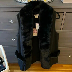 Martha Stewart black fur vest one size
